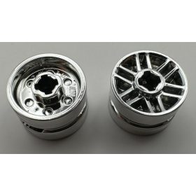   11208 Chrome Silver Wheel 14mm D. x 9.9mm with Center Groove, Fake Bolts and 6 Double Spokes  11208 or 33690 Custom Chromed by BUBUL