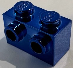 11211 Chrome Blue LegoBrick, Modified 1 x 2 with Studs on Side Custom Chromed by Bubul