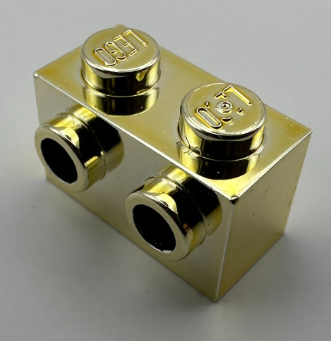 11211 | Chrome Gold Brick, Modified 1 x 2 with Studs on Side | Custom Chromed by Bubul