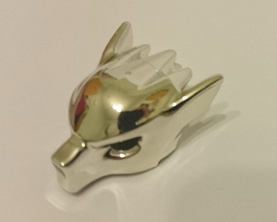 Chrome Silver Minifig, Headgear Mask Wolf, Plain  11233 Custom Chromed by BUBUL