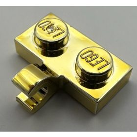   11476 Chrome Gold Plate, Modified 1 x 2 with Clip on Side (Horizontal Grip) 65458 Custom Chromed by Bubul
