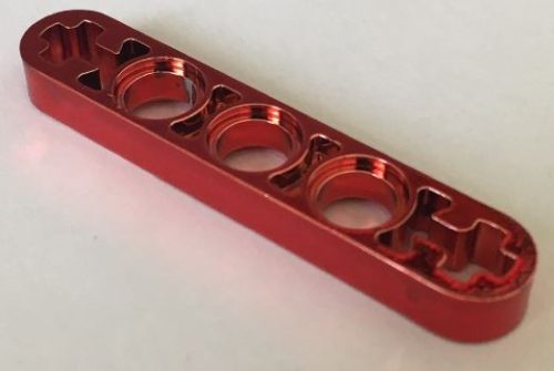 11478 Chrome RED Technic, Liftarm 1 x 5 Thin with Axle Holes on Ends  Part: 11478 Custom Chromed by BUBUL