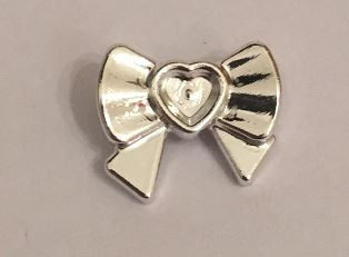 11618 Chrome Silver Friends Accessories Hair Decoration, Bow with Heart, Long Ribbon and Pin Custom Chromed by BUBUL