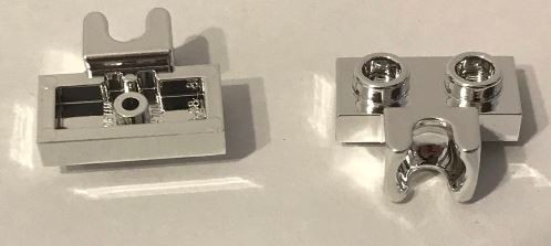 14704 Chrome Silver Plate, Modified 1 x 2 with Small Tow Ball Socket on Side Custom Chromed by Bubul