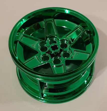 15038 Chrome GREEN Chrome  Wheel 56mm D. x 34mm Technic Racing Medium or 51150 Custom Chromed by Bubul  