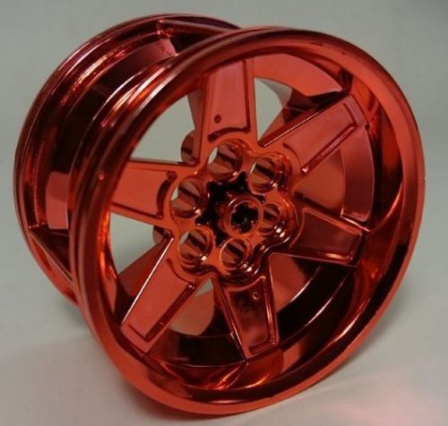 15038 Chrome-RED Wheel 56mm D. x 34mm Technic Racing Medium, 6 Pin Holes or 51150 Custom chromed by Bubul