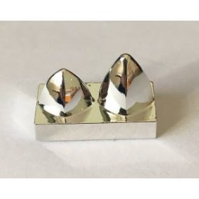   Chrome Silver Tile, Modified 1 x 2 with 2 Teeth Vertical 15209 Custom Chromed by BUBUL