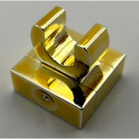   15712 Chrome Gold Tile, Modified 1 x 1 with Clip - Rounded Edges  part: 15712 or 2555 Custom chromed by Bubul