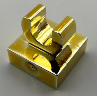 15712 Chrome Gold Tile, Modified 1 x 1 with Clip - Rounded Edges  part: 15712 or 2555 Custom chromed by Bubul