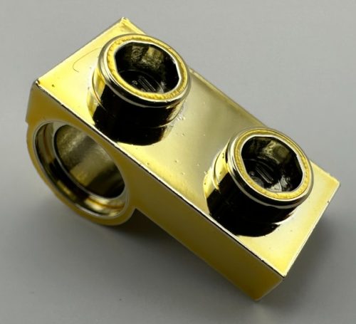 18677 Chrome Gold Plate, Modified 1 x 2 with Pin Hole on Bottom or 28809  Custom Chromed by BUBUL