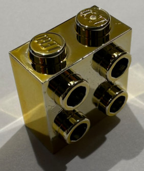 22885 Chrome Gold Brick, Modified 1 x 2 x 1 2/3 with Studs on 1 Side  Custom Chromed by BUBUL