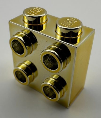 22885 Chrome Gold Brick, Modified 1 x 2 x 1 2/3 with Studs on 1 Side  Custom Chromed by BUBUL