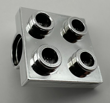 2444 Chrome Silver Plate, Modified 2 x 2 with Pin Hole  2444 or 10247 Custom Chromed by BUBUL