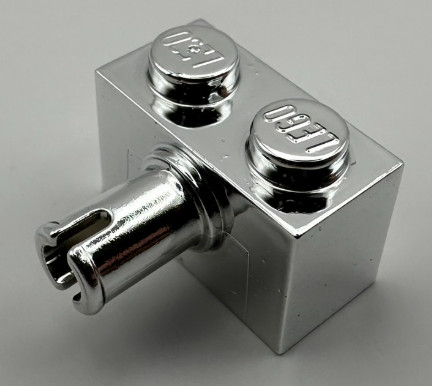 2458_Chrome Silver Brick, Modified 1 x 2 with Pin Custom Chromed by BUBUL