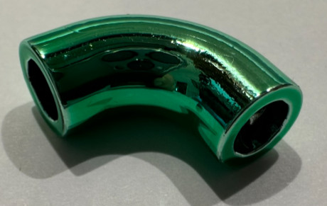 25214 Chrome Green Brick, Round 1 x 1 d. 90 Degree Elbow - No Stud - Type 2 - Axle Hole  similar item: 71076  Custom Chromed by Bubul