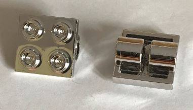 2817 Chrome Silver Plate, Modified 2 x 2 with Pin Holes Custom Chromed by BUBUL