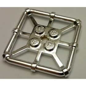   Chrome Silver Plate, Modified 2 x 2 with Bar Frame Square number: 30094 Custom Chromed by Bubul