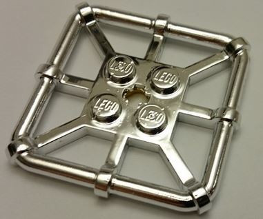 Chrome Silver Plate, Modified 2 x 2 with Bar Frame Square number: 30094 Custom Chromed by Bubul