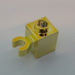   30241 Chrome Gold Brick, Modified 1 x 1 with Clip Vertical   30241 30241b  60475 Custom Chromed by BUBUL
