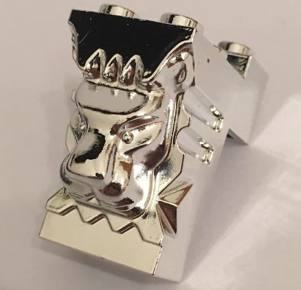 30274 Chrome Silver Brick, Modified 2 x 3 x 3 with Cutout and Lion Head  Custom chromed by BUBUL