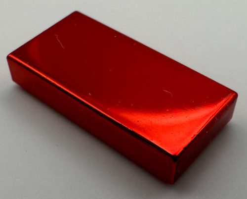 3069b_Chrome RED Tile 1 x 2 with Groove 3069b  Custom Chromed by Bubul