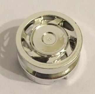 Chrome Silver Wheel 11mm D. x 6mm with 7 Slanted Spokes  30838 Custom chromed by BUBUL