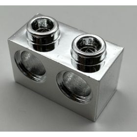   32000 Chrome Silver Technic, Brick 1 x 2 with Holes Custom Chromed by Bubul
