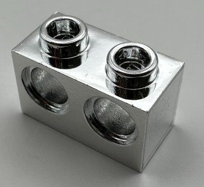 32000 Chrome Silver Technic, Brick 1 x 2 with Holes Custom Chromed by Bubul