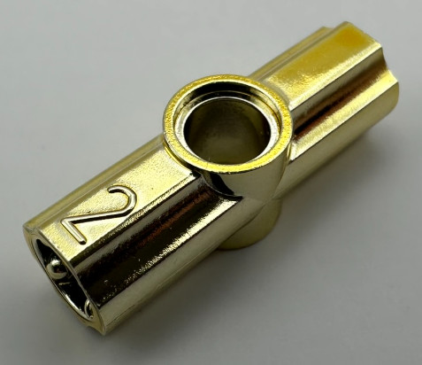 32034 | Chrome Gold Technic, Axle and Pin Connector Angled #2 - 180 degrees | Custom Chromed by BUBUL
