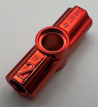32034 | Chrome Red Technic, Axle and Pin Connector Angled #2 - 180 degrees | Custom Chromed by BUBUL