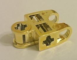 32174 Chrome Gold Technic, Axle Connector 2 x 3 with Ball Socket, Open Sides Custom Chromed by BUBUL