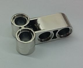 Chrome Silver Technic, Pin Connector Perpendicular Double 3L  Part: 32557  Custom Chromed by Bubul