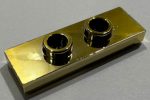   34103 Chrome Gold Plate, Modified 1 x 3 with 2 Studs (Double Jumper)  Custom Chromed by BUBUL