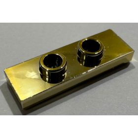   34103 Chrome Gold Plate, Modified 1 x 3 with 2 Studs (Double Jumper)  Custom Chromed by BUBUL