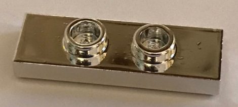 34103 Chrome Silver Plate, Modified 1 x 3 with 2 Studs (Double Jumper)  Custom Chromed by BUBUL