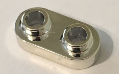 35480 Chrome Silver Plate, Modified 1 x 2 Rounded with 2 Open Studs 35480  Custom Chromed by BUBUL