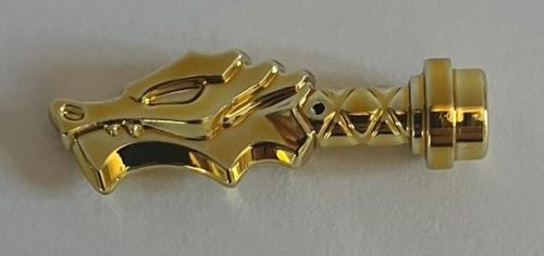 36017 Chrome Gold Minifigure, Weapon Sword Hilt with Dragon Head Custom Chromed by BUBUL