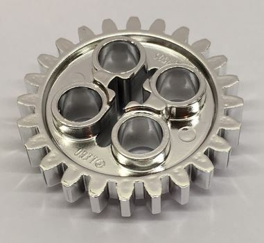 3648 Chrome Silver Technic, Gear 24 Tooth (New Style with Single Axle Hole)   or 24505 or :x187  Custom Chromed by BUBUL