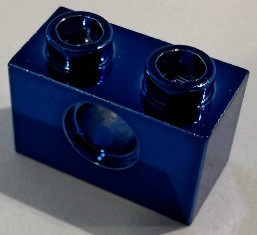 3700 Chrome Blue Technic, Brick 1 x 2 with Hole   Custom chromed by Bubul