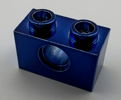 3700 Chrome Blue Technic, Brick 1 x 2 with Hole   Custom chromed by Bubul