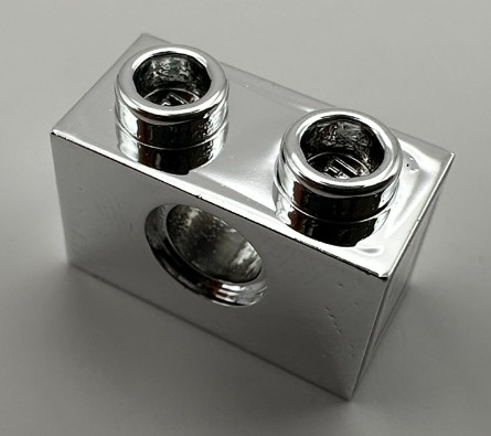 3700 Chrome Silver Technic, Brick 1 x 2 with Hole   Custom chromed by Bubul