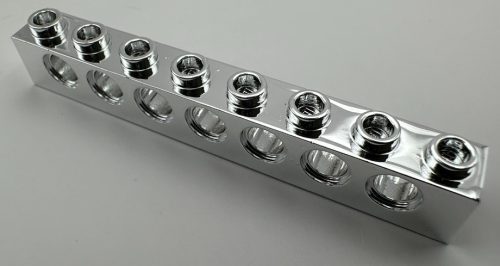 3702 Chrome Silver Technic, Brick 1 x 8 with Holes Custom chromed by BUBUL