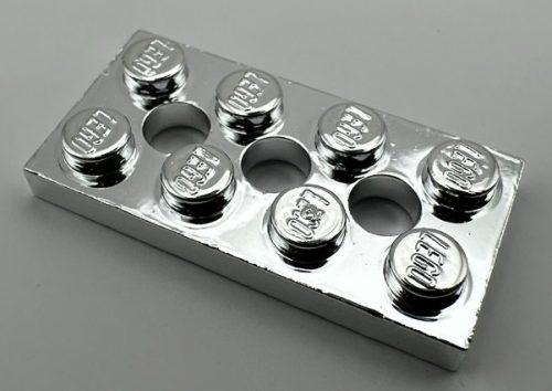 3709b Chrome Silver Technic, Plate 2 x 4 with 3 Holes Custom  Chromed by Bubul