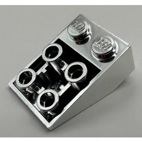   Chrome Silver Slope, Inverted 33 3 x 2 with Connections between Studs   3747 or 3747b or 3747a  Custom Chromed by BUBUL