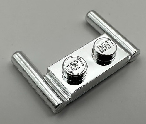 3839 Chrome Silver Plate, Modified 1 x 2 with Handles - Flat Ends, Low Attachment Part:3839b Custom chromed by Bubul