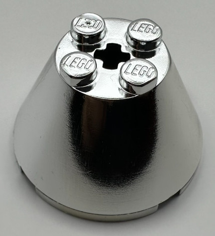 3943 Chrome Silver Cone 4 x 4 x 2 with Axle Hole  3943 3943b Custom Chromed by BUBUL