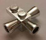  Chrome Silver Brick, Modified 1 x 1 with 3 Loudspeakers / Space Positioning Rockets number: 3963 Custom Chromed by Bubul