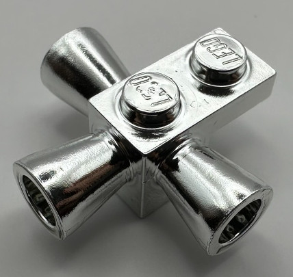 3963 Chrome Silver Brick, Modified 1 x 1 with 3 Loudspeakers / Space Positioning Rockets  Custom Chromed by Bubul