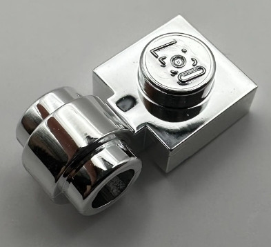 Chrome Silver Plate, Modified 1 x 1 with Clip Light - Thick Ring  Part: 4081b 4081 Custom Chromed by Bubul