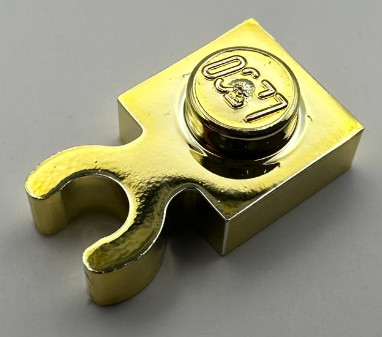 4085, 44860 | Chrome Gold Plate, Modified 1 x 1 with Clip Vertical - Type 4 (thick open O clip) | Custom Chromed by Bubul